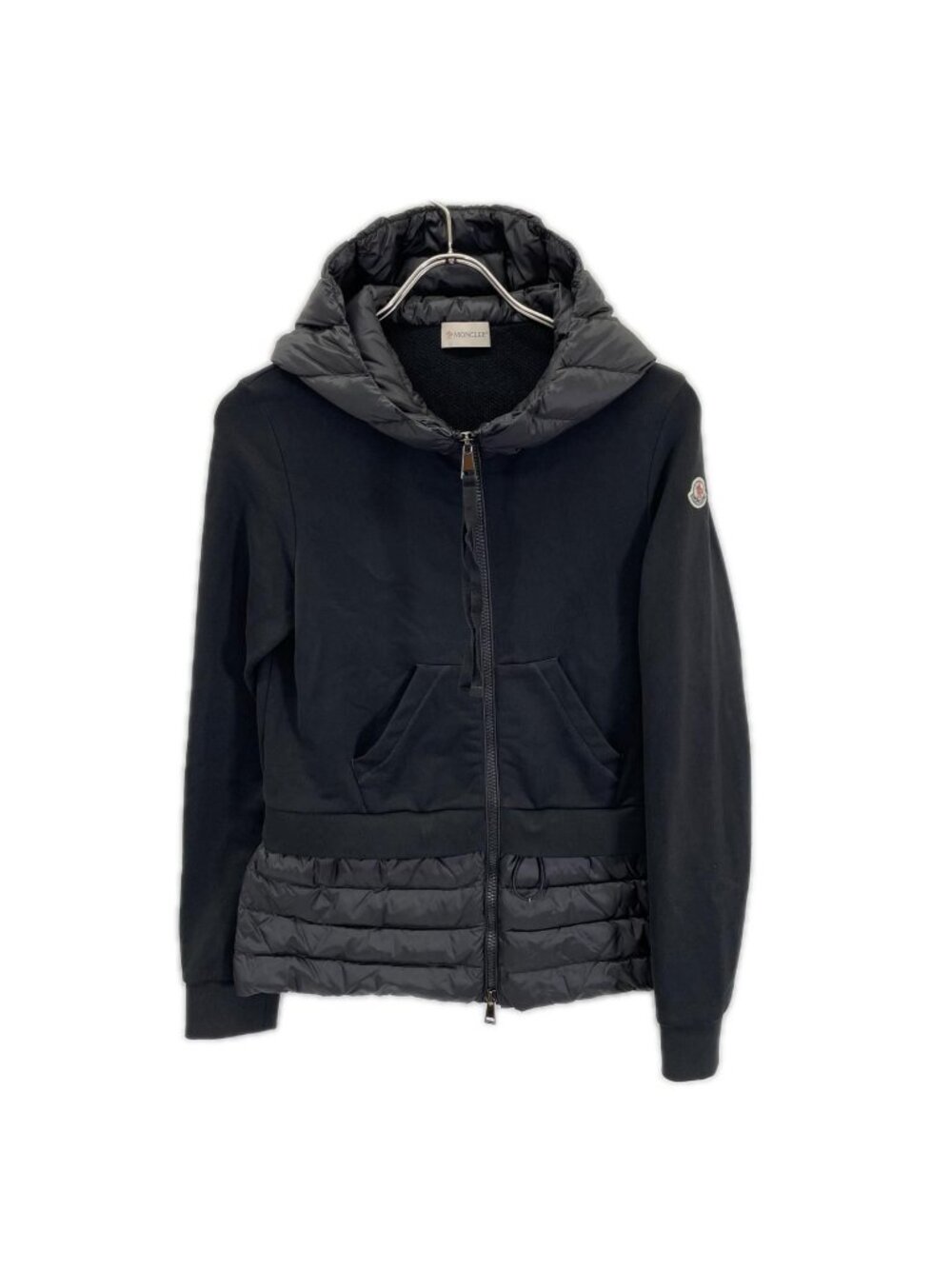 Moncler Maglia Cardigan Black Down Contrast Hoodie